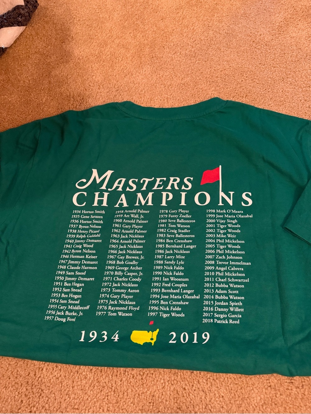 Masters Green Short Sleeve Tee with Champions Print